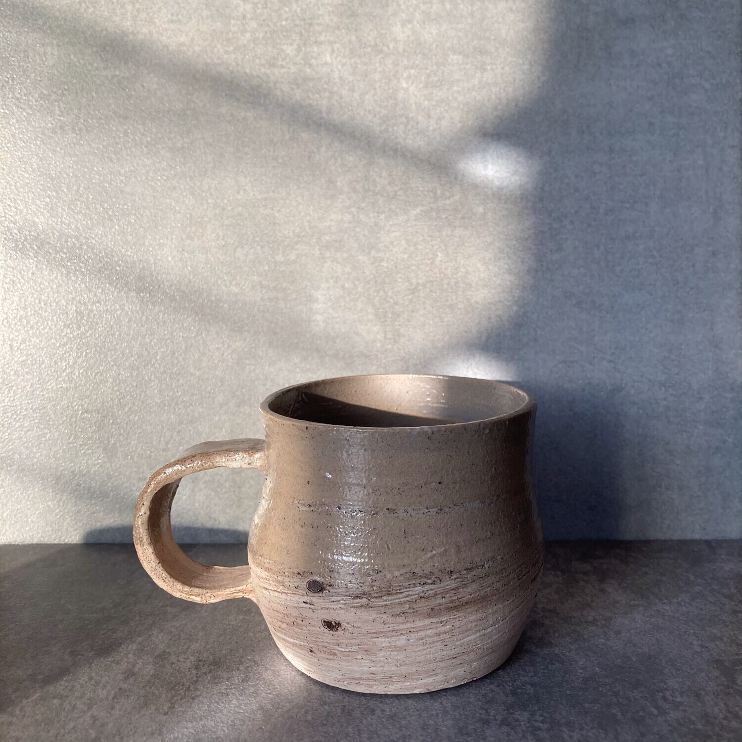Mug, oatmeal, handmade Philippine stoneware by AWIS
