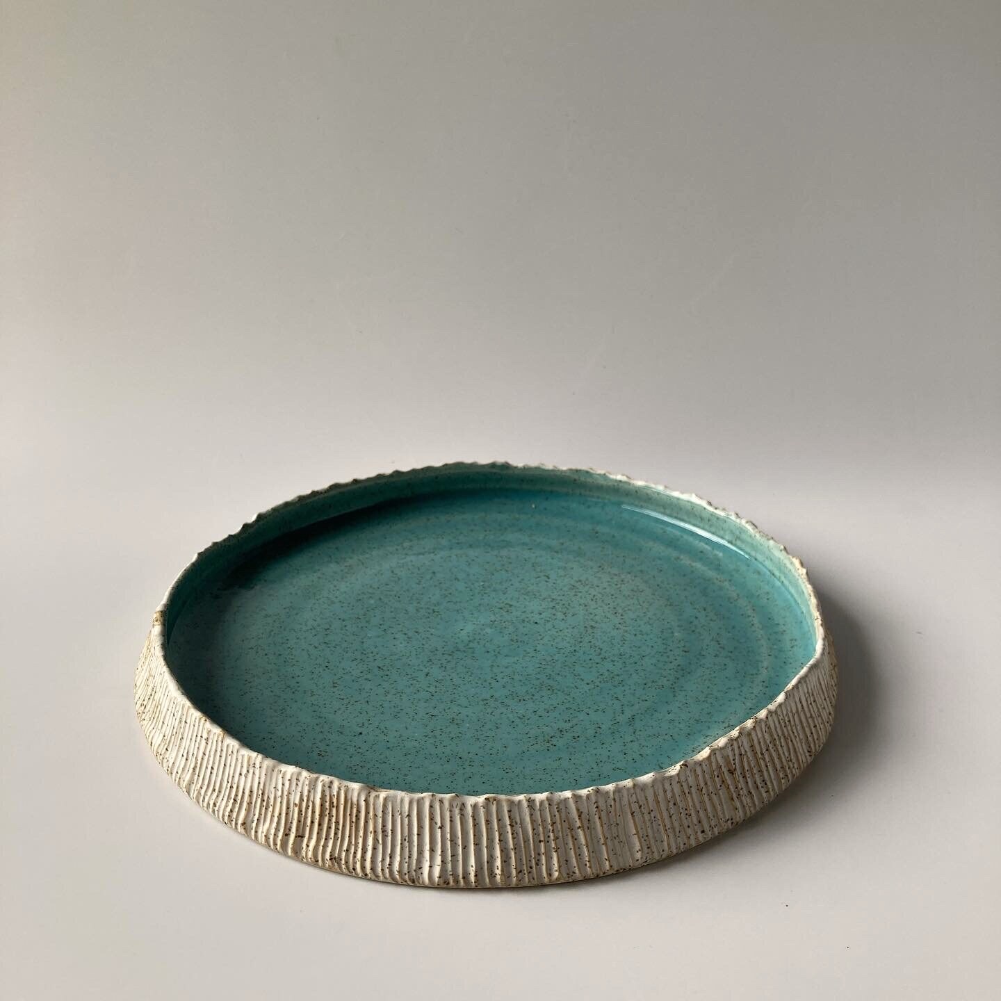 Ridged plate, handmade Philippine stoneware by AWIS
